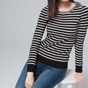 NWOT White House Black Market Sweater Black White Striped S